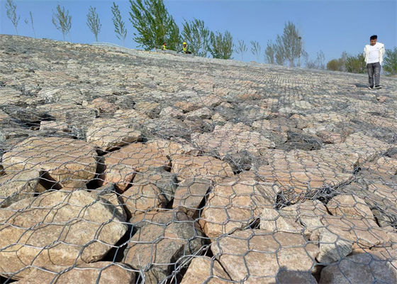 Galfan Gabion box Double Twisted Stone Baskets For Retaining Walls